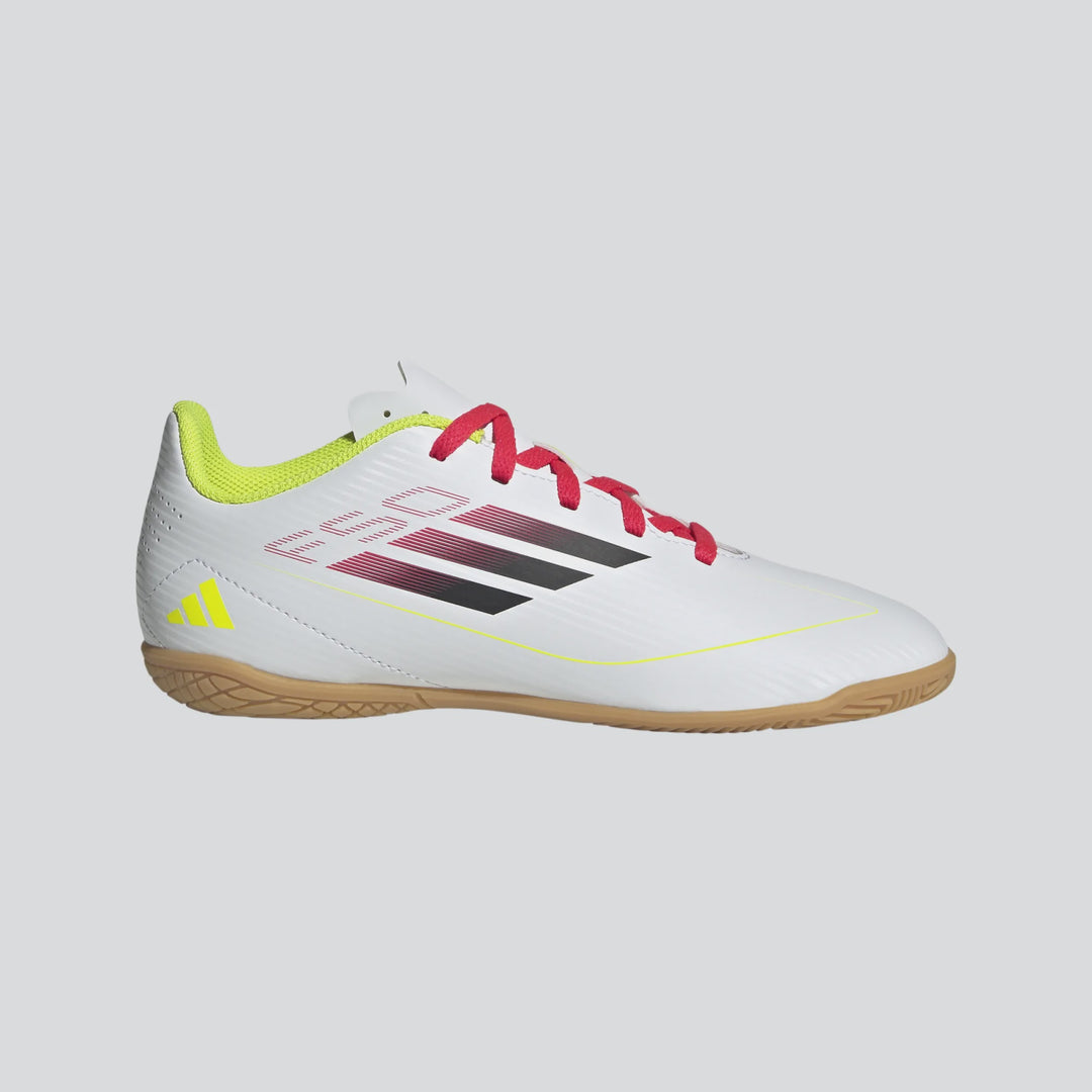 adidas F50 Club Indoor Boots- White/Black/Yellow- JUNIOR