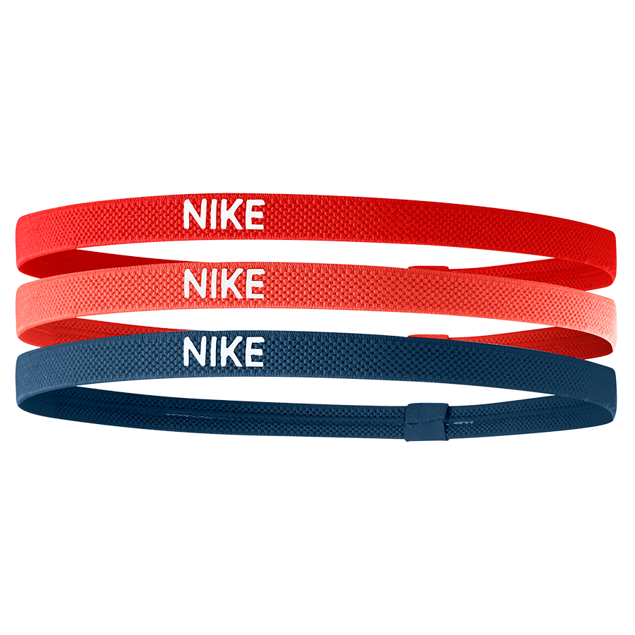 Nike Elastic Headbands- 3 Pack- Red/Ember Glow/Charcoal