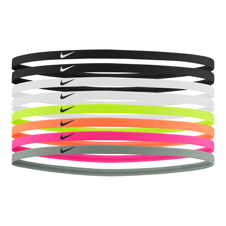 Nike Skinny Headbands- 8 Pack- Black/Black/White