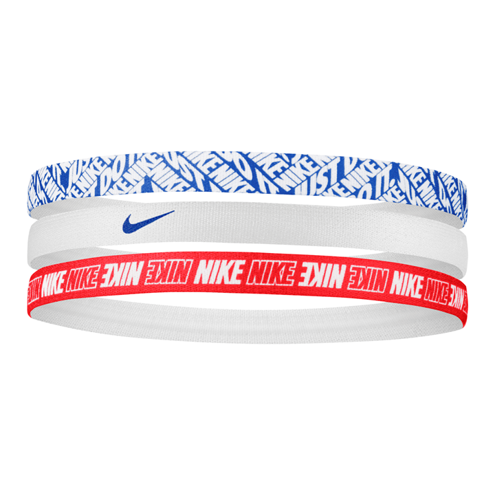Nike Printed Headbands- 3 Pack-Royal/White/Red