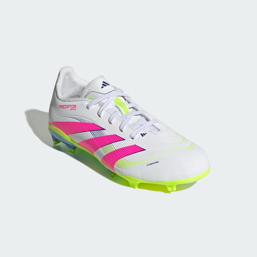 adidas Predator League FG Boots- White/Pink/Lemon- JUNIOR