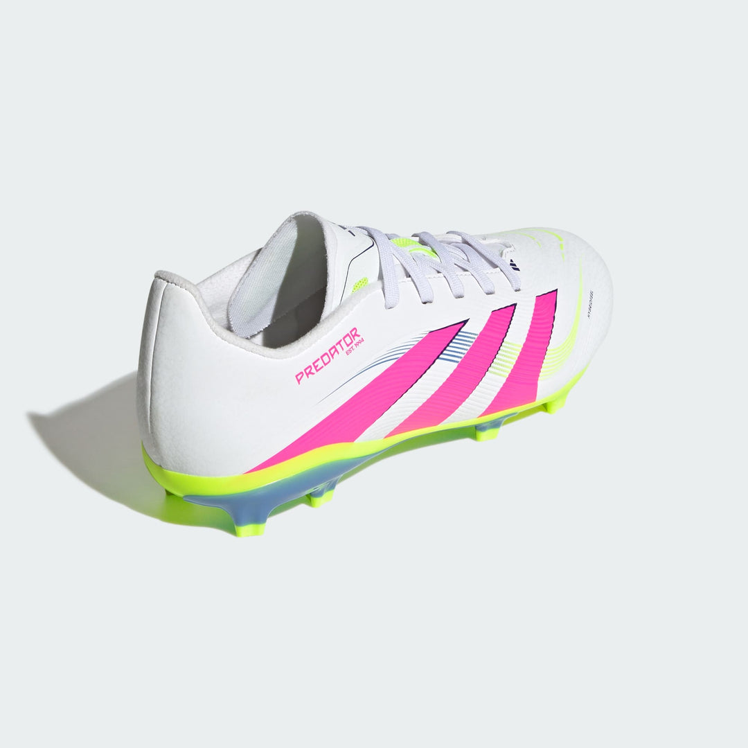 adidas Predator League FG Boots- White/Pink/Lemon- JUNIOR