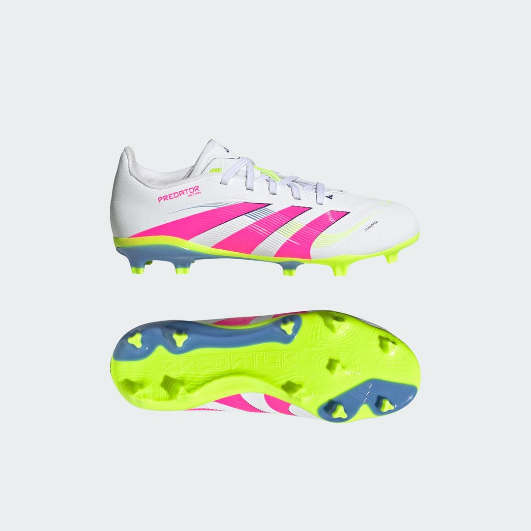 adidas Predator League FG Boots- White/Pink/Lemon- JUNIOR