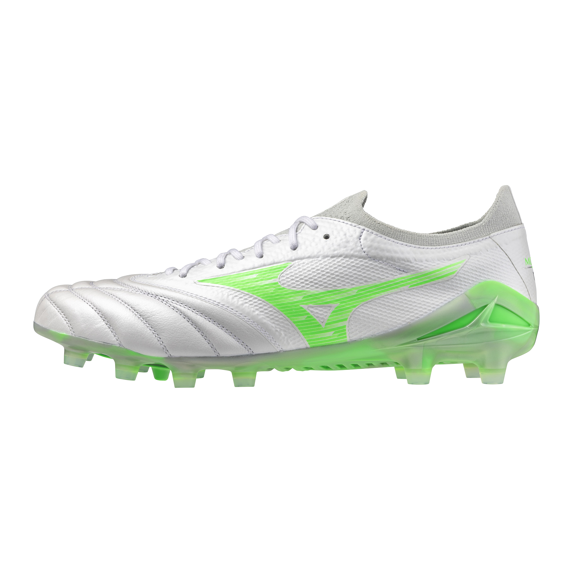 Mizuno Morelia NEO IV b Elite FG Boots- White/Green/Gecko – Soccer