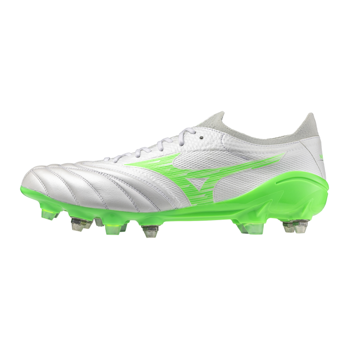 Mizuno Morelia NEO IV b Elite Mix FG Boots- White Green Gecko