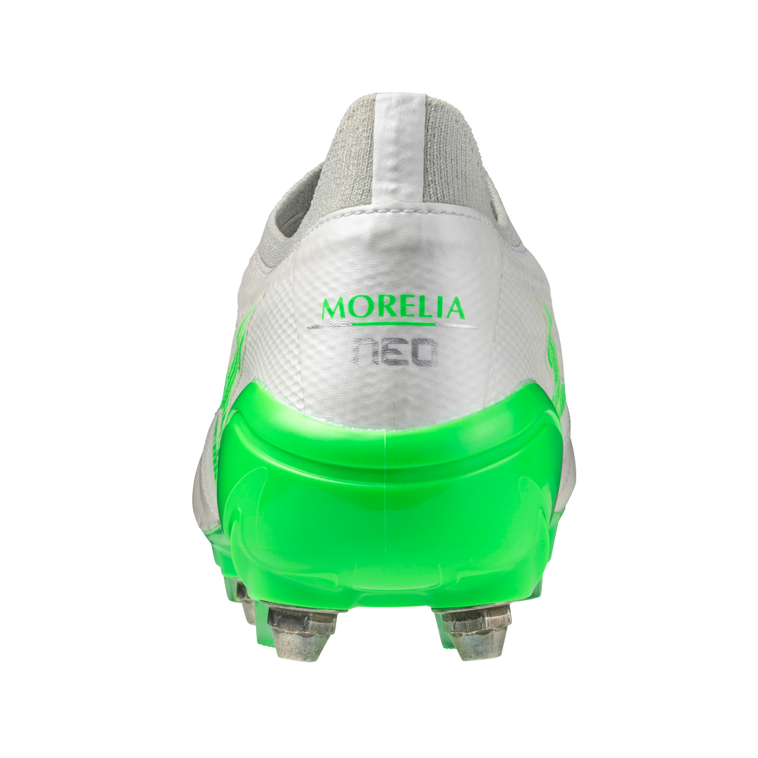 Mizuno Morelia NEO IV b Elite Mix FG Boots- White Green Gecko