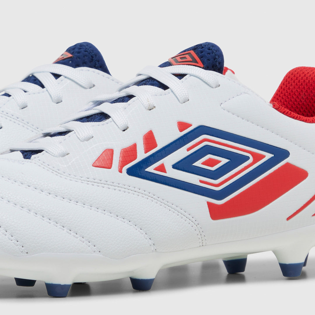 Umbro Tocco IV Club FG Boots- White/Blue/Red