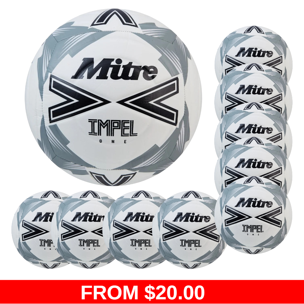 Mitre Impel One Ball- White/Black/Grey- Size 5