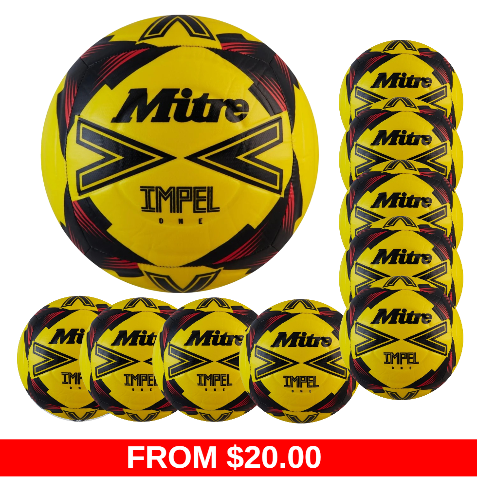 Mitre Impel One Ball- Yellow/Black/Red- Size 5