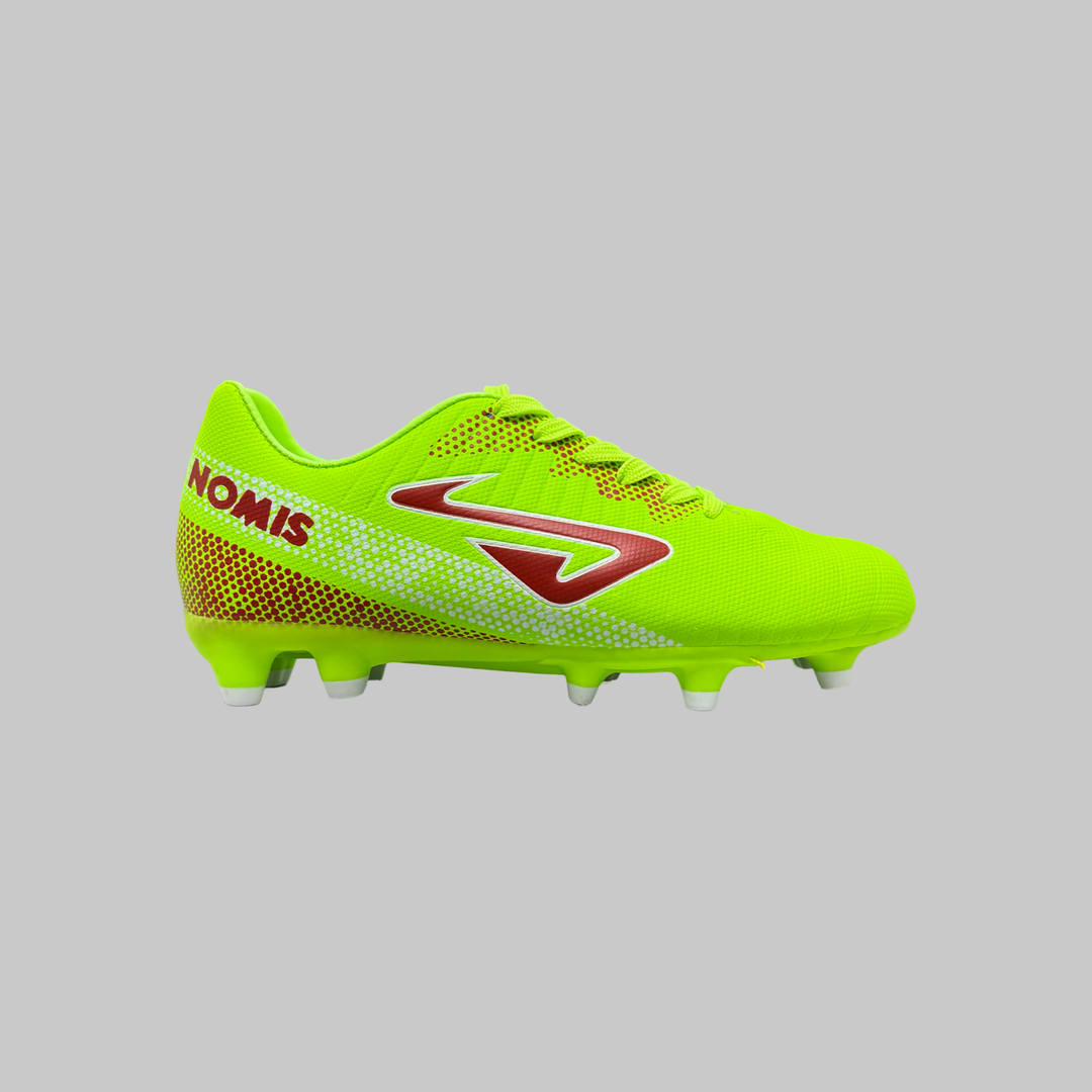 Nomis Prodigy 2.0 FG Boots- Fluro Yellow/Red/White- JUNIOR
