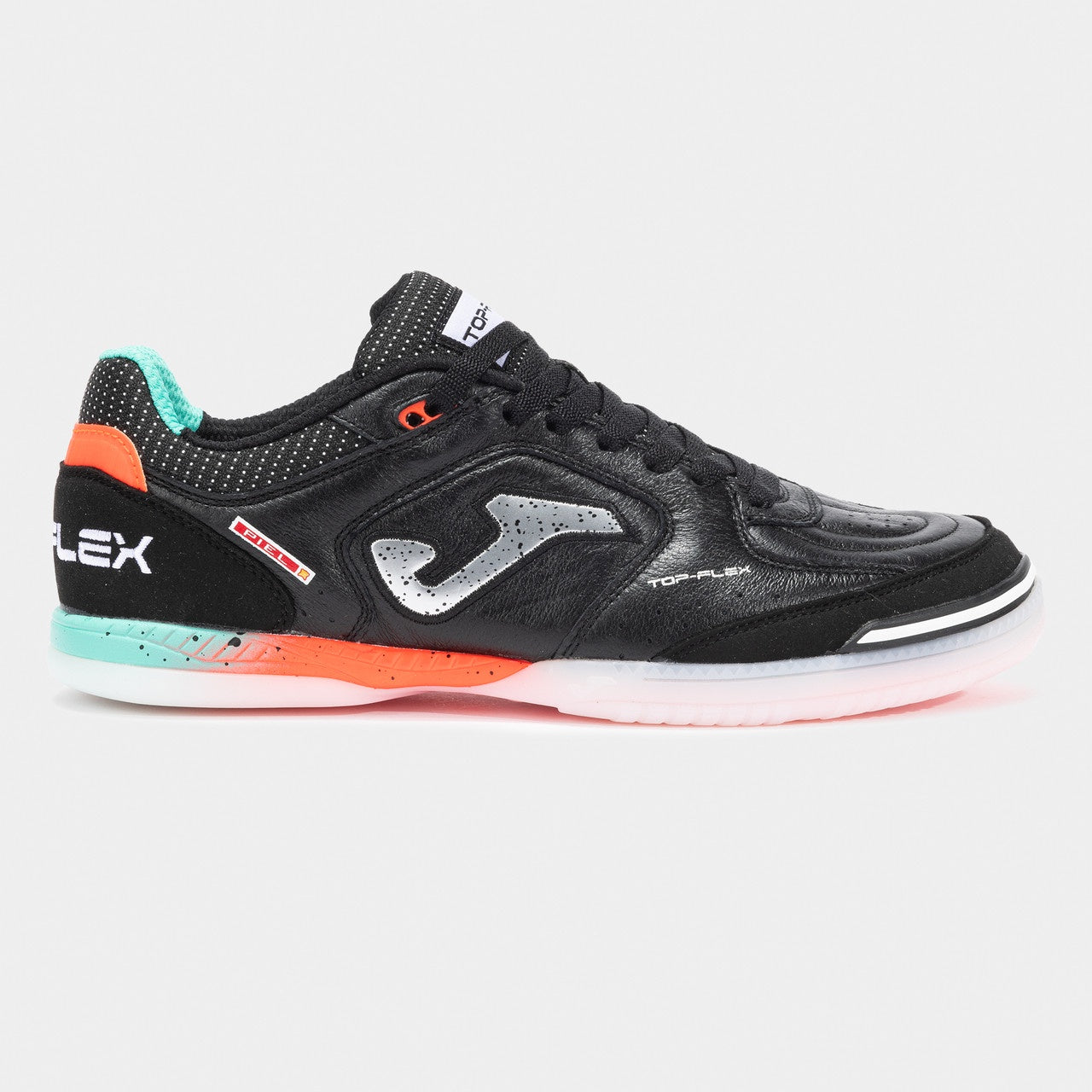 Joma Top Flex Indoor Boots- Black/Aqua/Orange – Soccer Locker