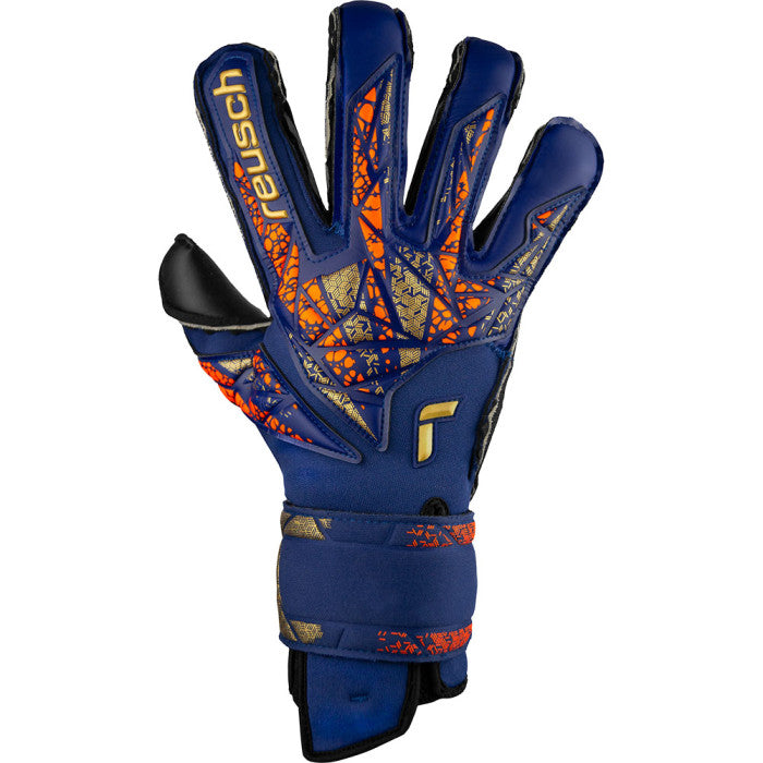 Reusch Attrakt Duo Evolution Goalkeeper Gloves- Blue/Gold/Black