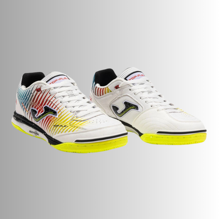 Joma Top Flex Rebound Indoor Boots- White/Yellow/Red