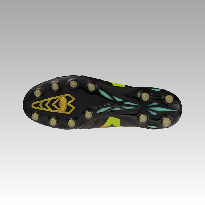 Mizuno Morelia NEO V b Elite FG Boots- Black/Orange/Yellow