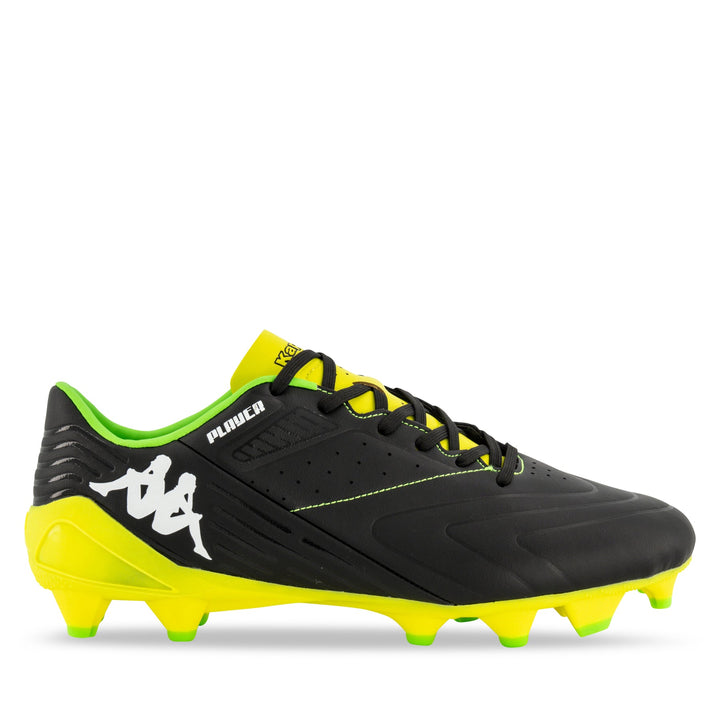 Kappa Mid Player FG Boots- Black/Yellow/Fluro Green
