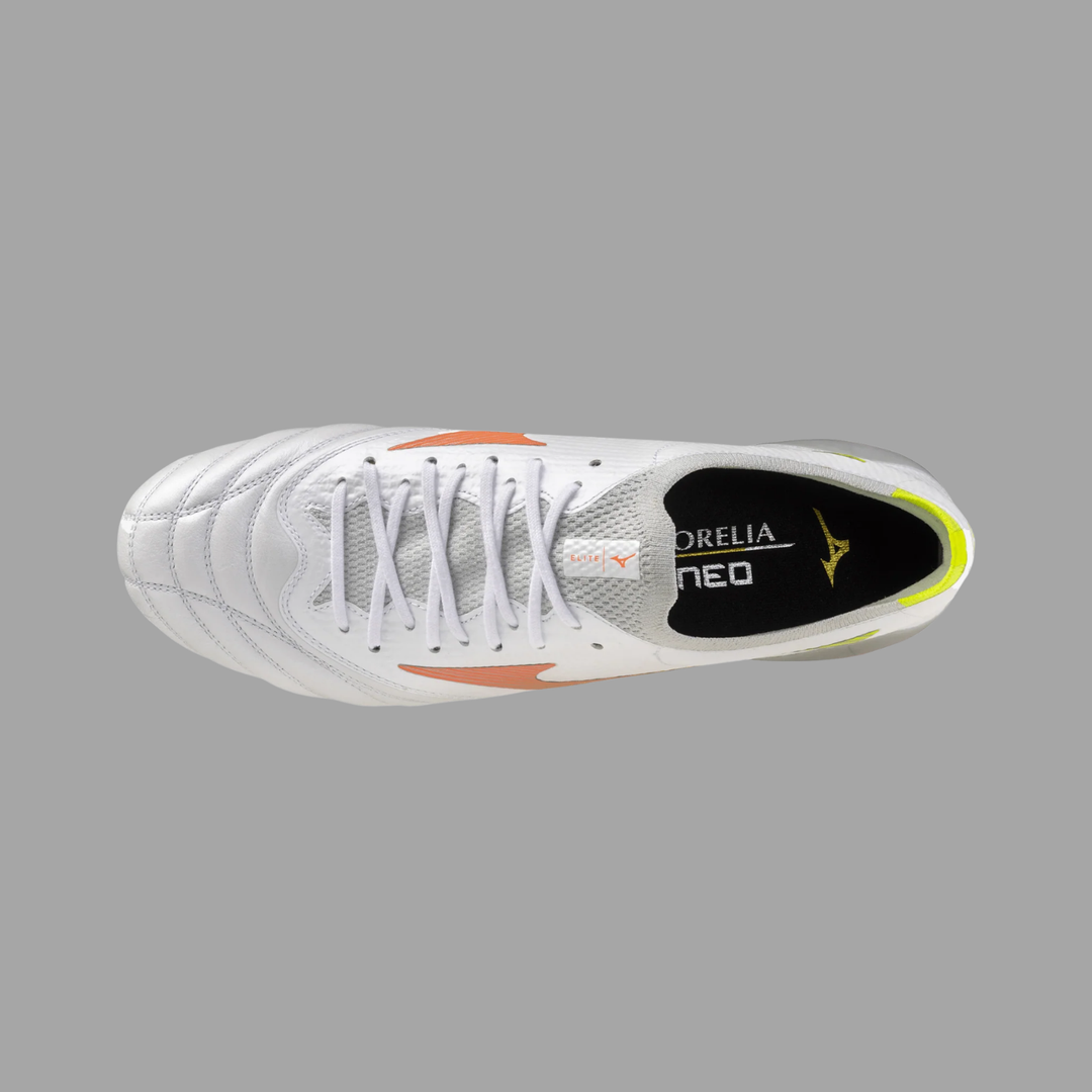 Mizuno Morelia NEO V b Elite FG Boots- White/Orange