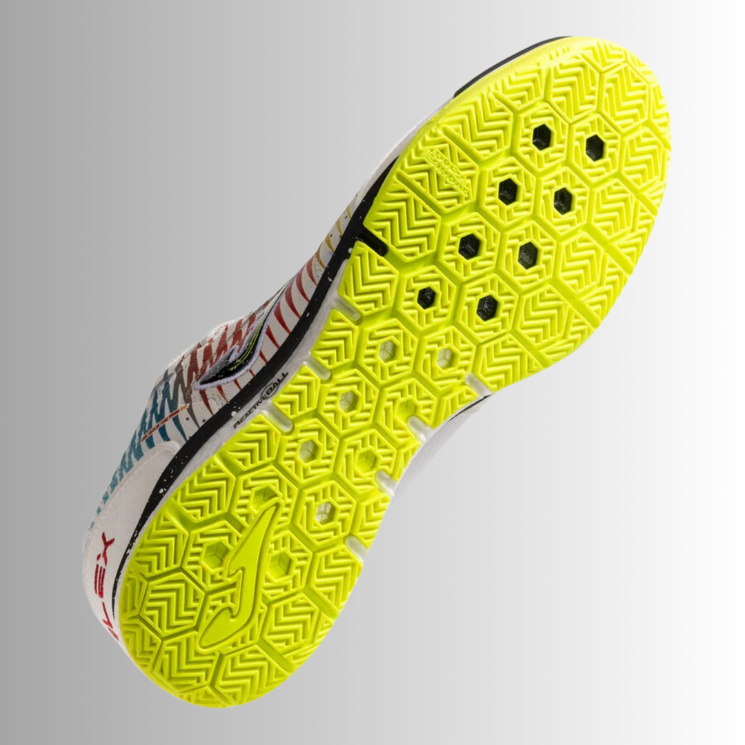 Joma Top Flex Rebound Indoor Boots- White/Yellow/Red