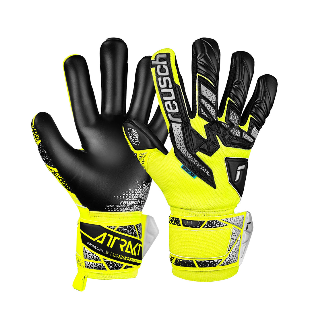 Reusch Attrakt Freegel Silver JUNIOR Goalkeeper Gloves- Yellow/Black