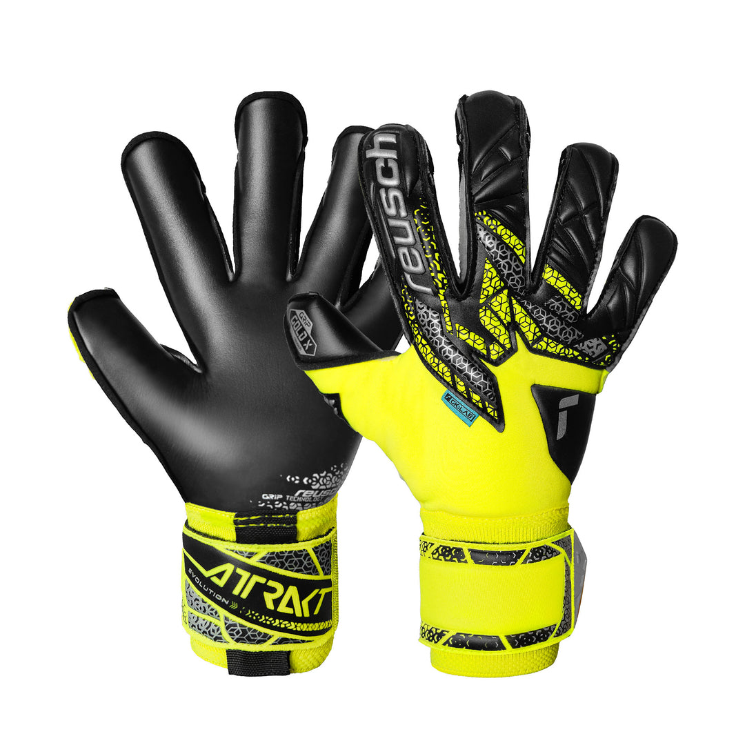 Reusch Attrakt Gold X Evolution Goalkeeper Gloves- Yellow/Silver/Black