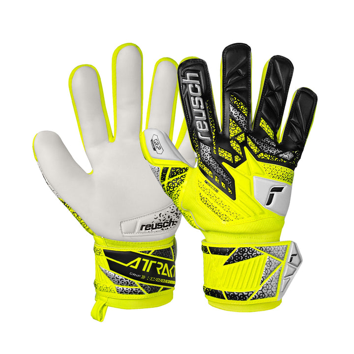 Reusch Attrakt Grip JUNIOR Goalkeeper Gloves- Yellow/Silver/Black