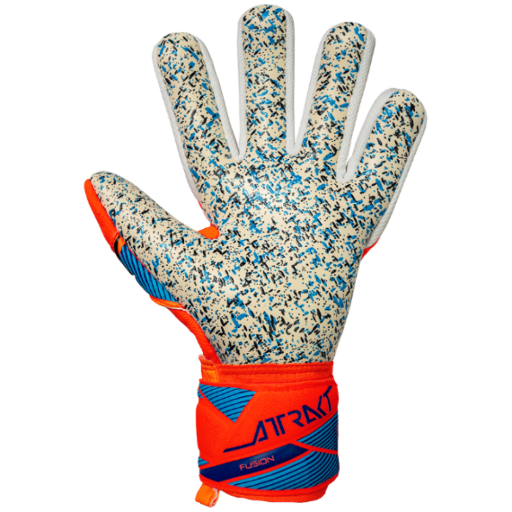 Reusch Attrakt Fusion Negative Cut Goalkeeper Gloves- Orange/Blue