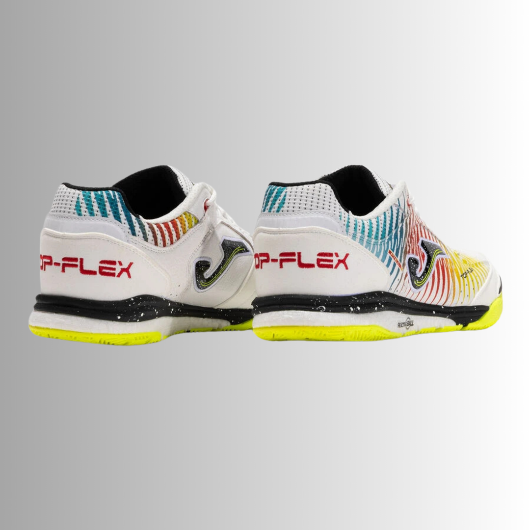 Joma Top Flex Rebound Indoor Boots- White/Yellow/Red