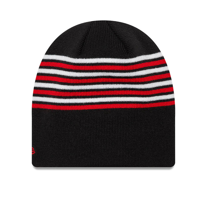 Manchester United New Era Skull Beanie - Red/White Stripe