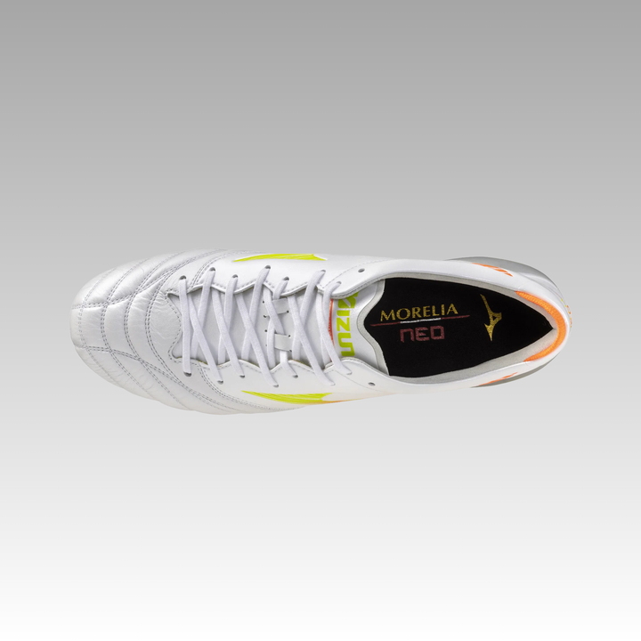 Mizuno Morelia NEO V Elite FG Boots- White/Orange