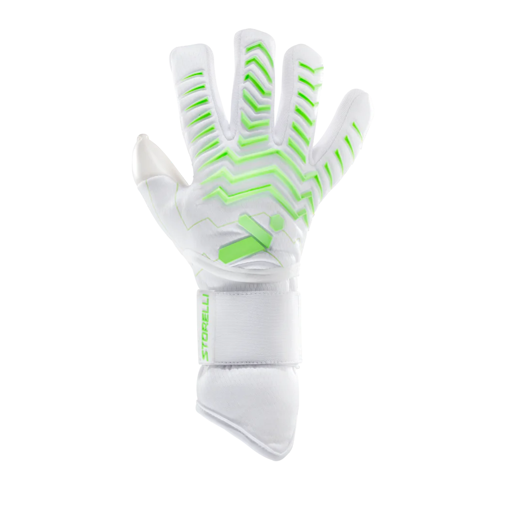 Storelli Electric Goalkeeper Gloves- White/Fluro Green