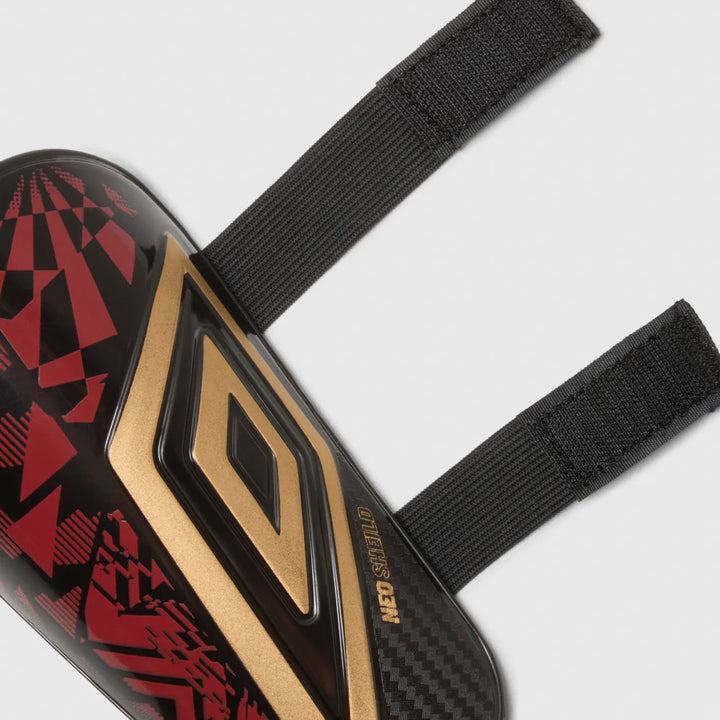 Umbro Neo Sheild Shin Guards- Red/Black/Gold