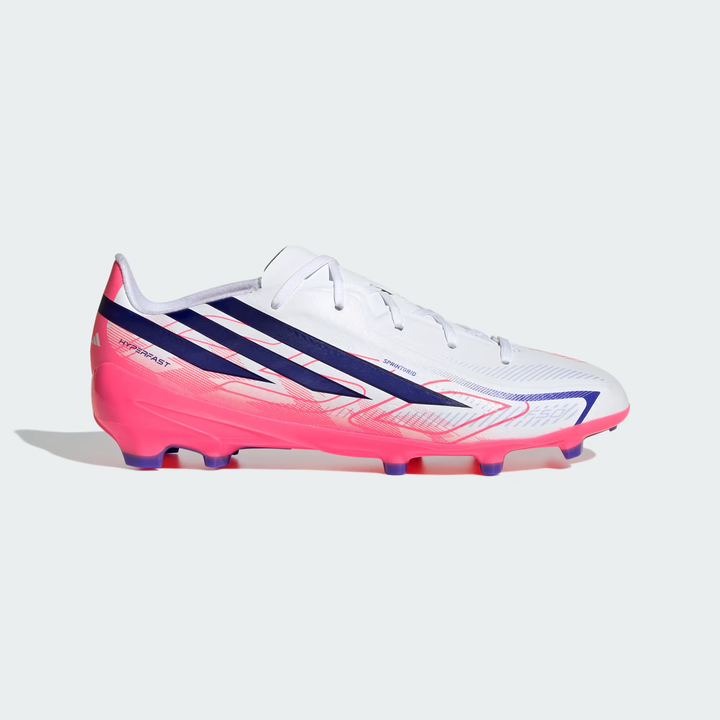 adidas F50 Hyperfast League FG Boots- White/Purple/Turbo- JUNIOR