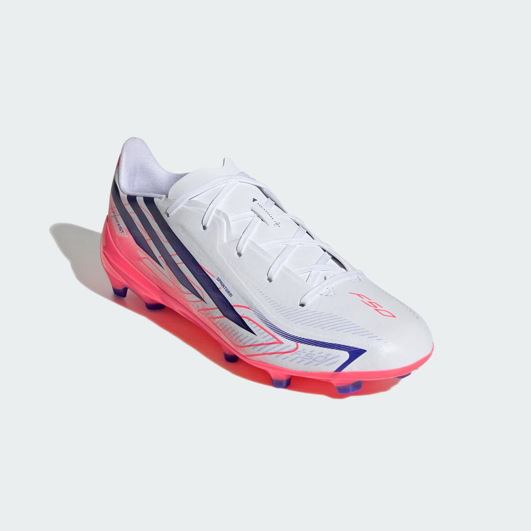 adidas F50 Hyperfast League FG Boots- White/Purple/Turbo- JUNIOR