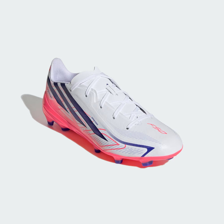 adidas F50 Hyperfast League FG Boots- White/Purple/Turbo- JUNIOR