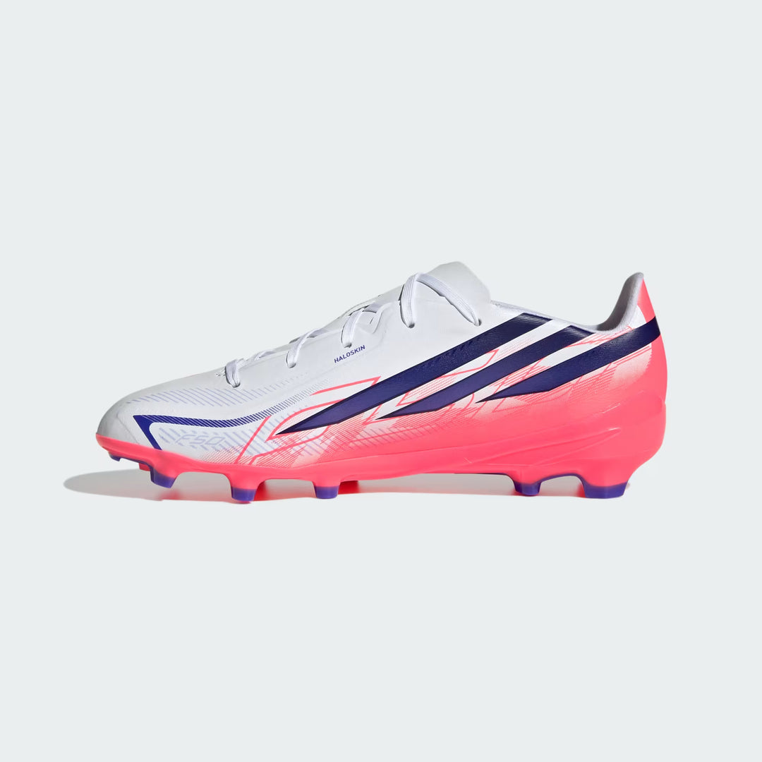 adidas F50 Hyperfast League FG Boots- White/Purple/Turbo- JUNIOR