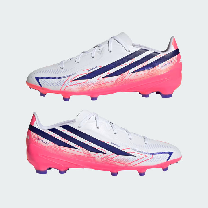 adidas F50 Hyperfast League FG Boots- White/Purple/Turbo- JUNIOR