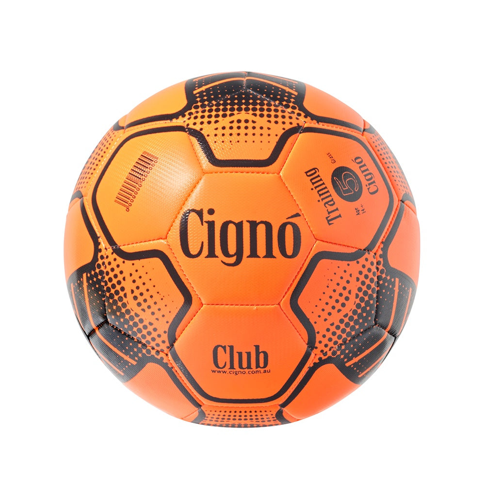 Cigno Club Training Ball- Orange/Black- Size 5, 4, 3