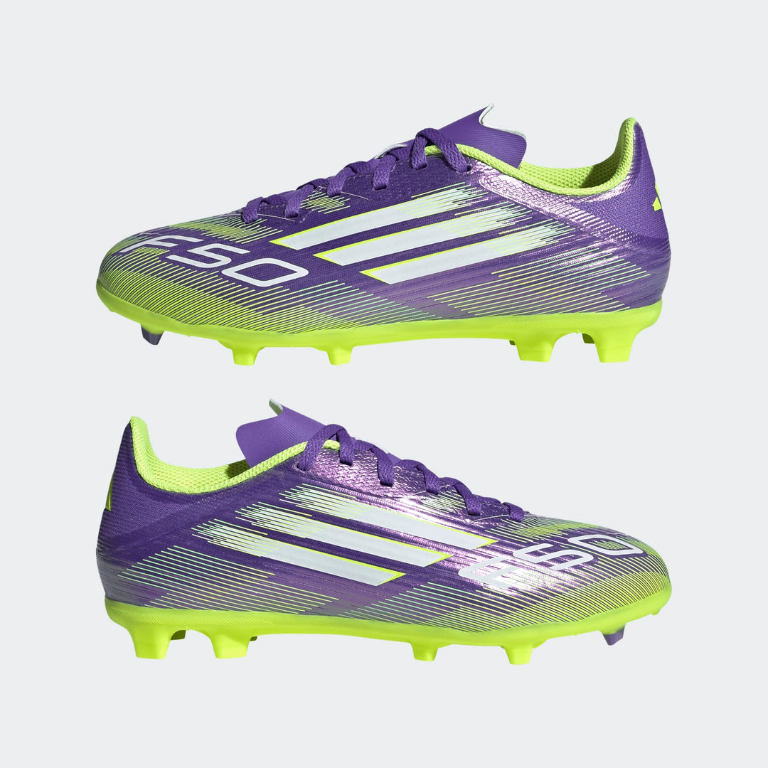 adidas F50 League FG/MG Boots- JUNIOR- Purple/White/Lemon
