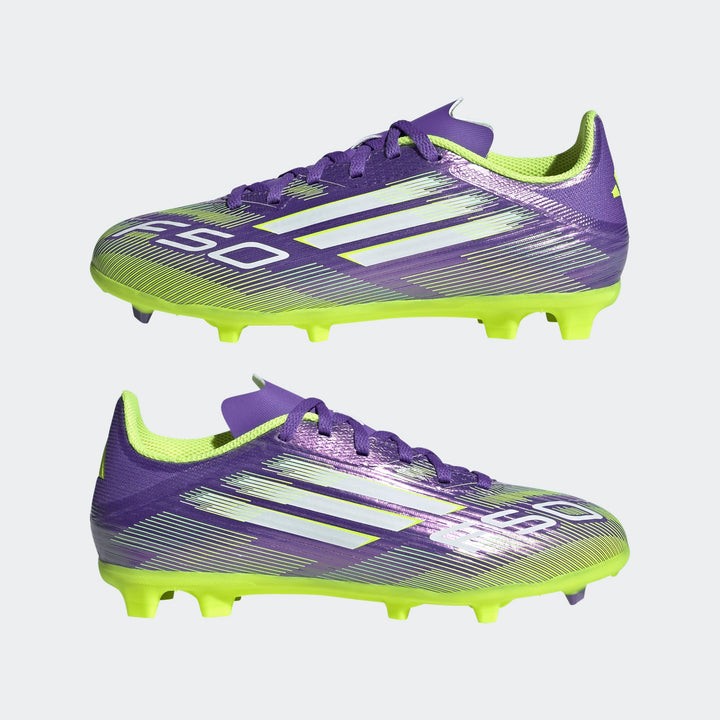 adidas F50 League FG/MG Boots- JUNIOR- Purple/White/Lemon