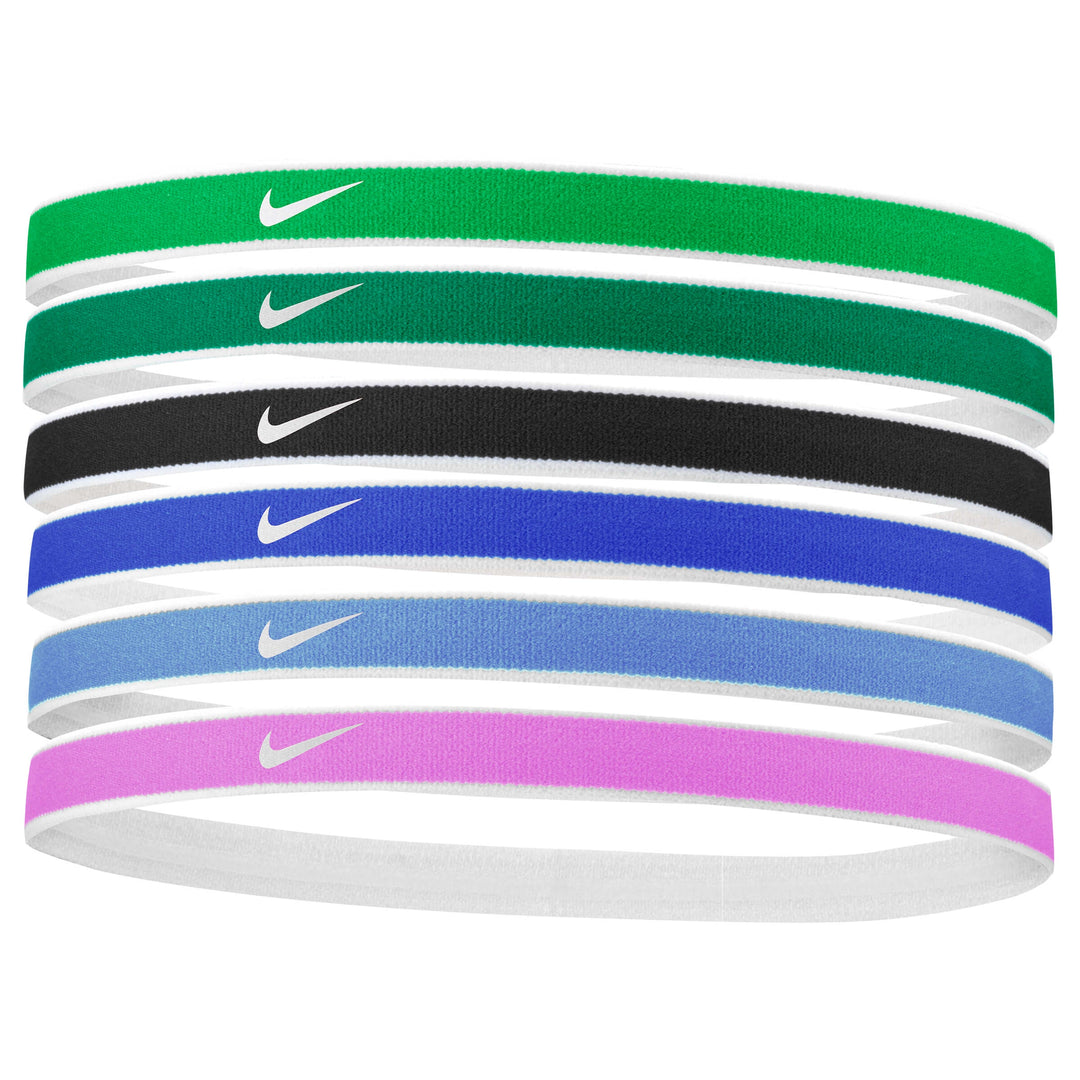 Nike Swoosh Sport Tipped Headbands- 6 Pack-Stadium Green