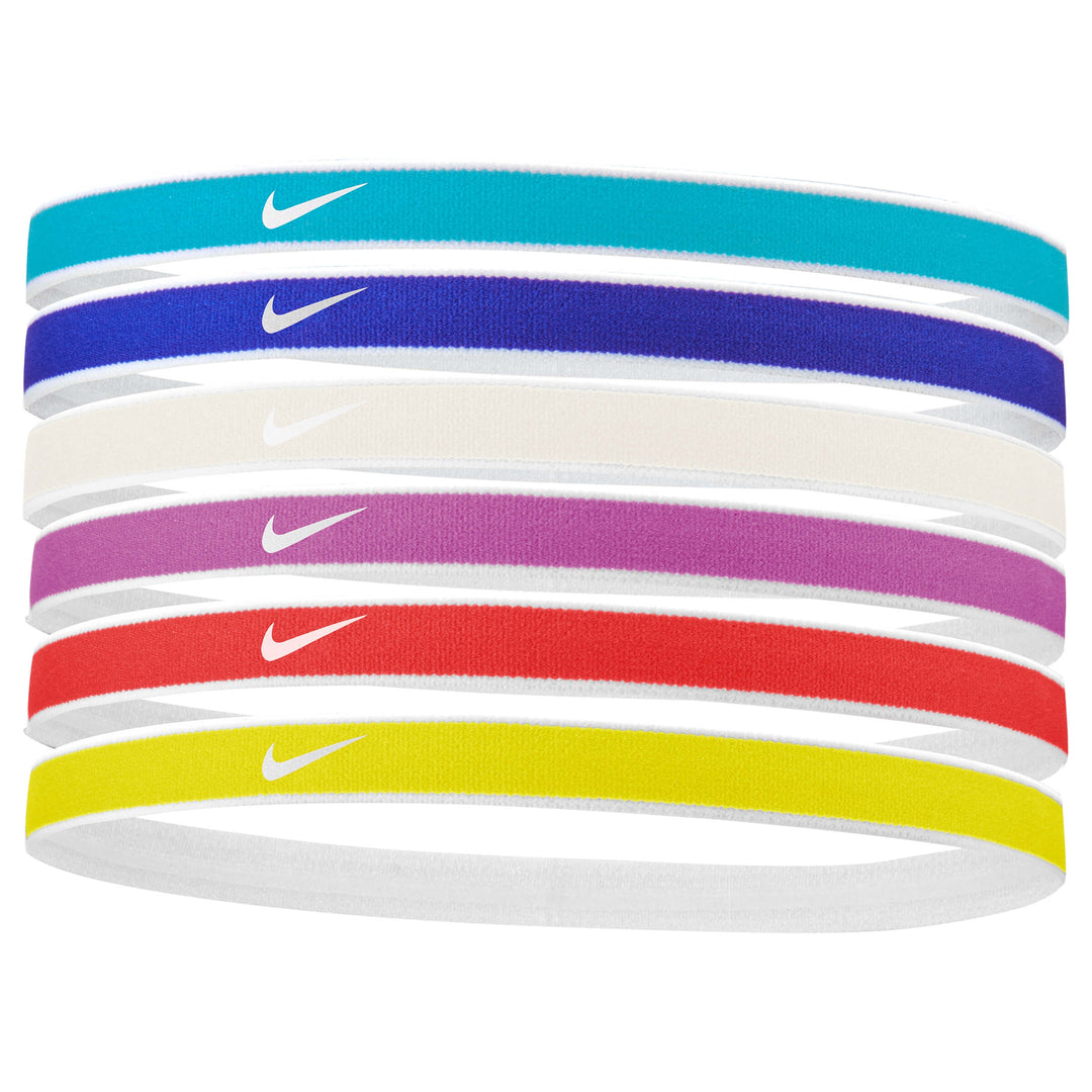 Nike Swoosh Sport Tipped Headbands- 6 Pack- Baltic Blue