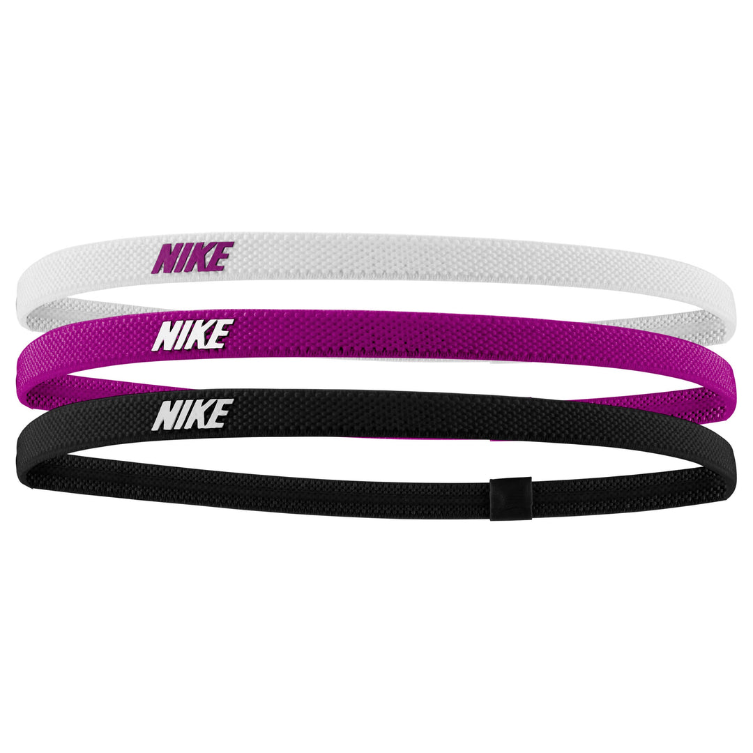 Nike Elastic Headbands- 3 Pack- White/Hot Fuchsia