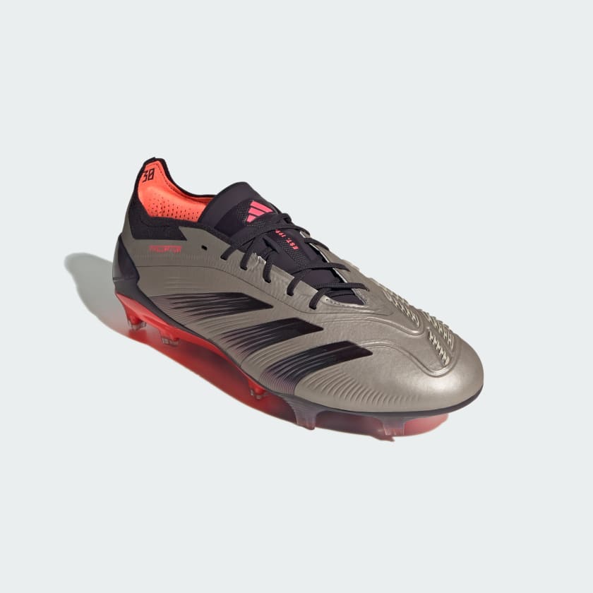 adidas Predator Elite FG Boots- Platinum/Charcoal/Red