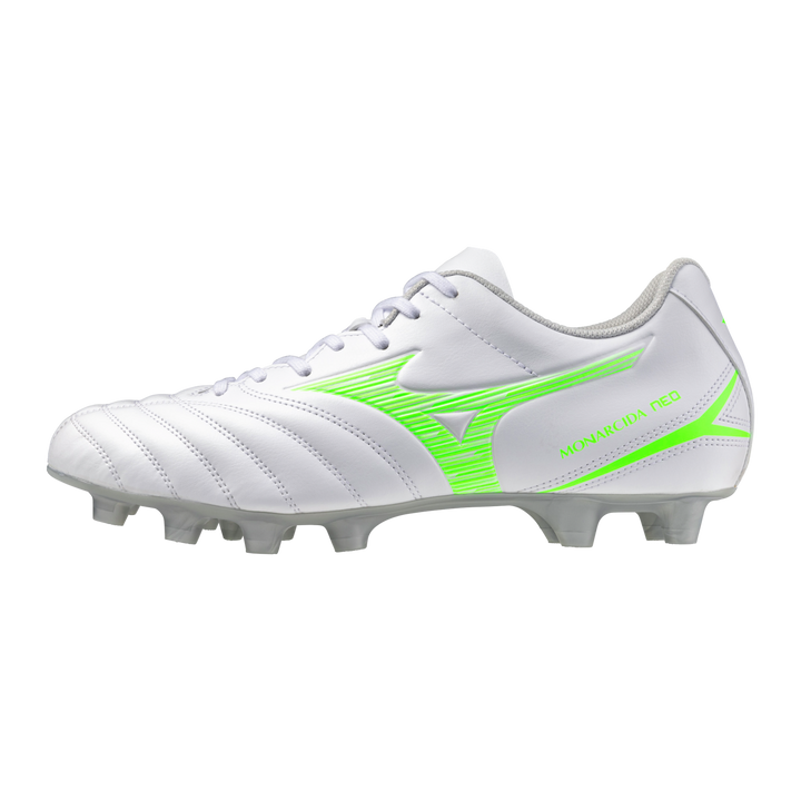 Mizuno Monarcida Neo III Select FG/AG Boots/ White/Green Gecko