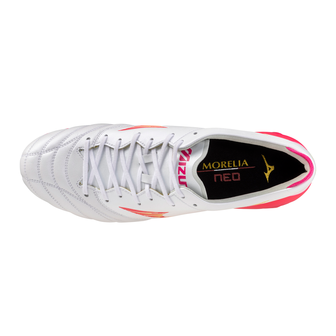 Mizuno Morelia NEO IV Elite FG Boots- White/Pink