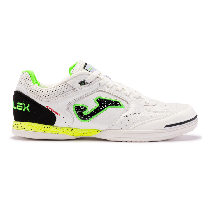 Joma Top Flex Inbdoor Boots- White/Black/Fluro Green