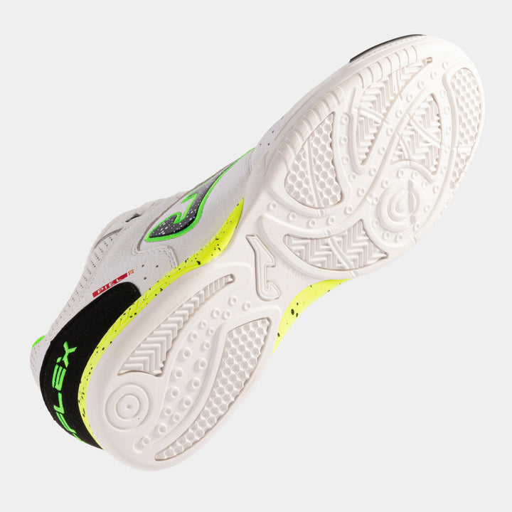 Joma Top Flex Inbdoor Boots- White/Black/Fluro Green