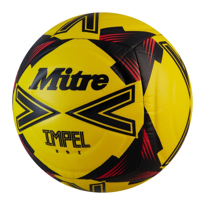 Mitre Impel One Ball- Yellow/Black/Red- Size 5