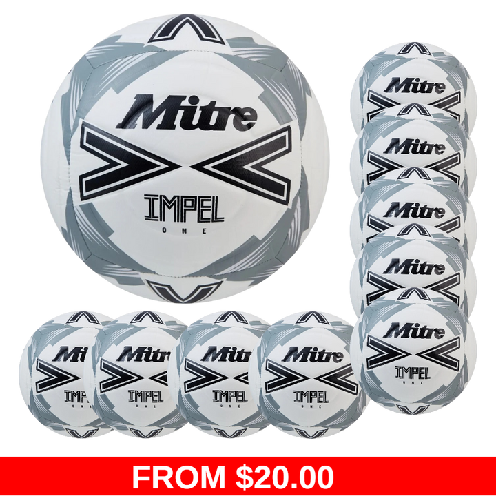 Mitre Impel One Ball- White/Black/Grey- Size 5