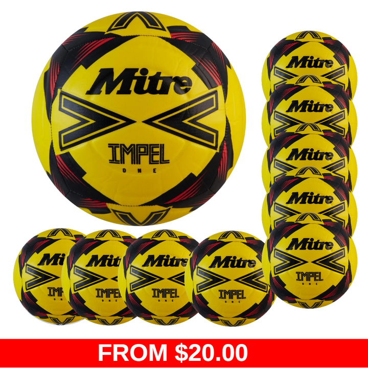 Mitre Impel One Ball- Yellow/Black/Red- Size 5