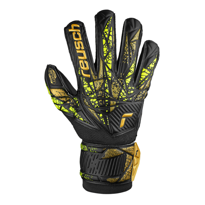 Reusch Attrakt Infinity Finger Support Goalkeeper Gloves- Black/Gold/Yellow